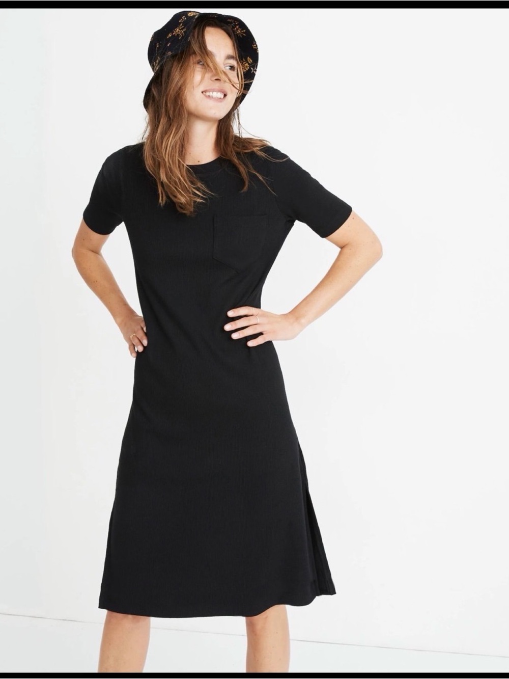 Madewell Ribbed Pocket Tee Midi Dress Sz M